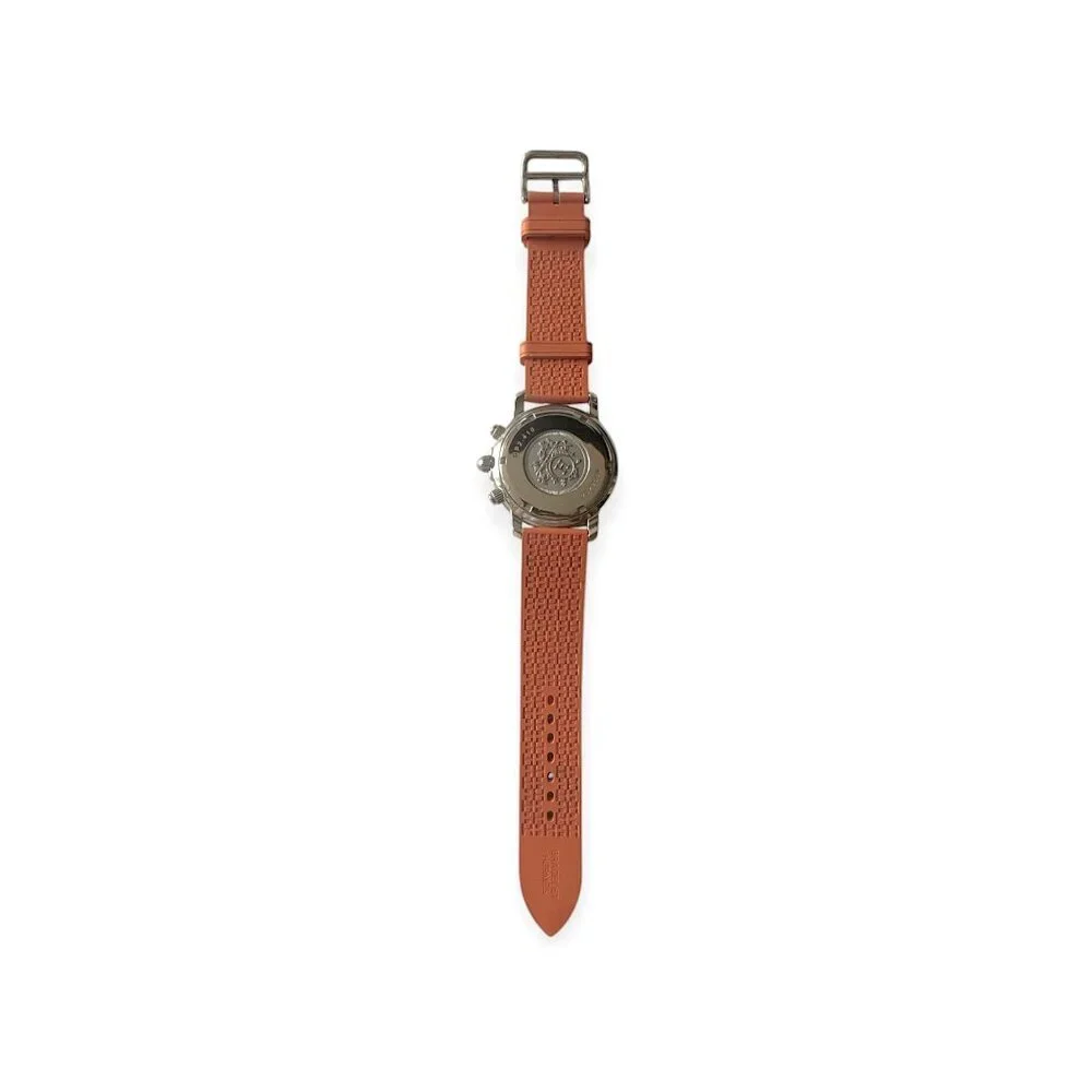 Hermès Clipper CP2.410 Diver Chronograph 36mm Orange Strap Watch Set
